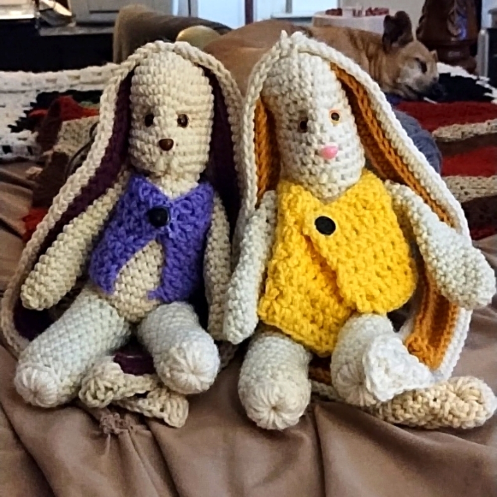 Friend Set Handmade Crochet Bunnies long Ears and teeth Stuffed Animals toys